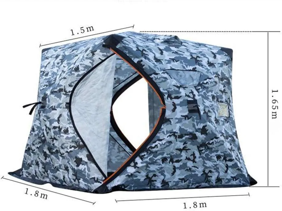 Winter Tent Winter Fishing House Outdoor Pop Ice Fishing Shelter in Winter 4 People Ice Fishing Tent Camping Tent Carry Bag for Family Short Weekends, 200x150x165cm, Yellow