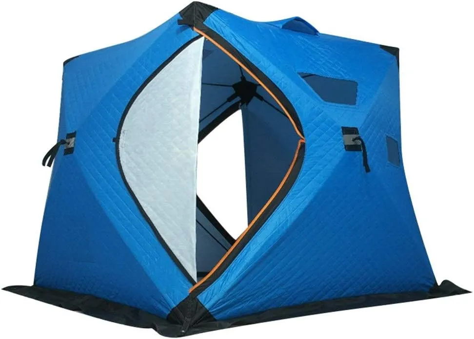Winter Tent Winter Fishing House Outdoor Pop Ice Fishing Shelter in Winter 4 People Ice Fishing Tent Camping Tent Carry Bag for Family Short Weekends, 200x150x165cm, Yellow