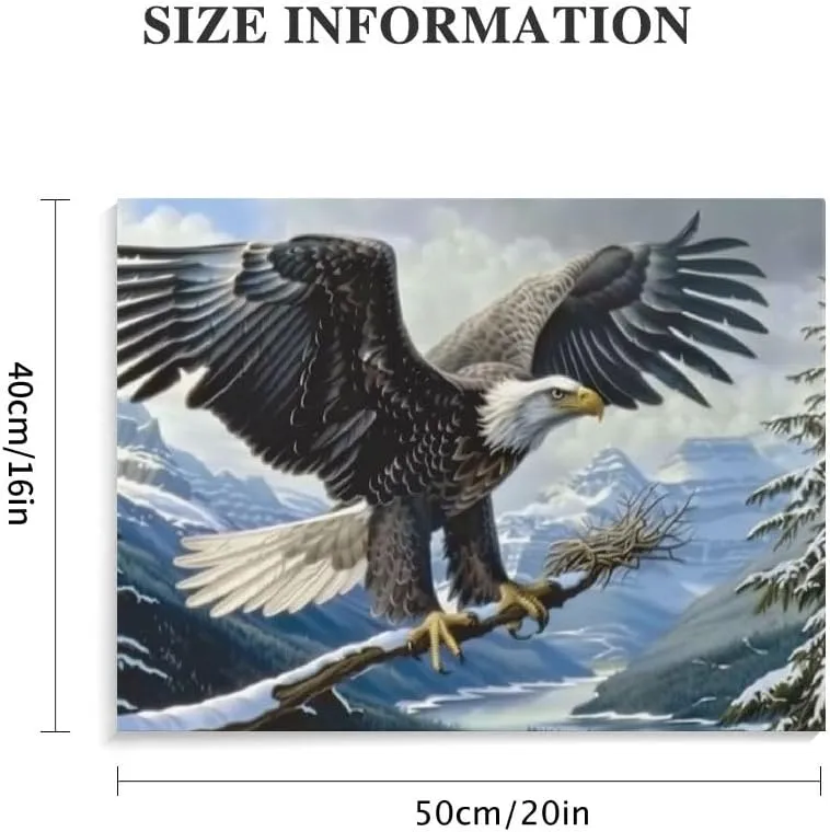 WIVOLO Eagle Snowy Mountain Range Bird Nest Canvas Prints Wall Art Ready to Hang Home Decor 20x16in