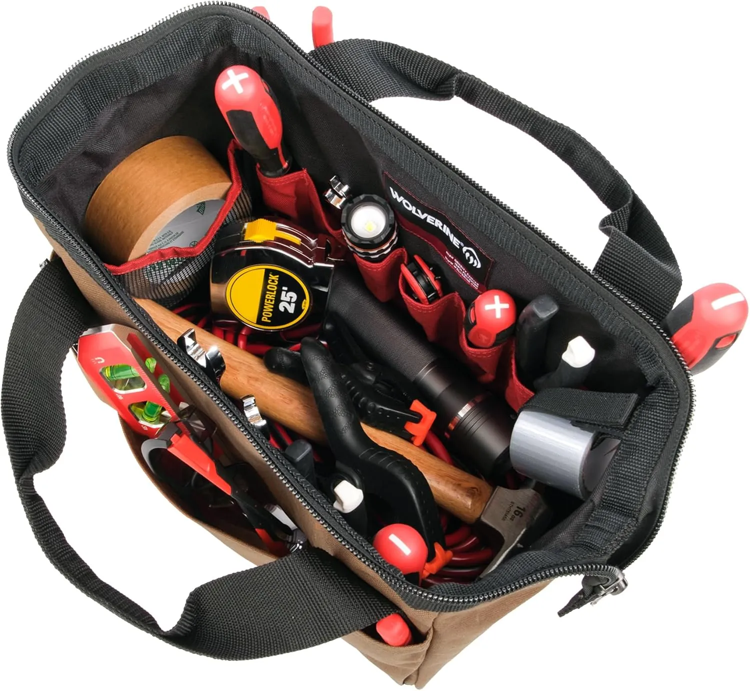 Wolverine Tool Bag |Tote | Utility Roll | Durable Nailhead Nylon, Adjustable Straps, and Versatile Pockets
