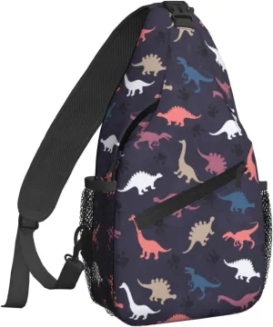 Women Dinosaur Vintage Camouflage Crossbody Sling Backpack for Men Chest Bag Shoulder Bag Lightweight One Strap Backpack Travel Outdoor Daypack