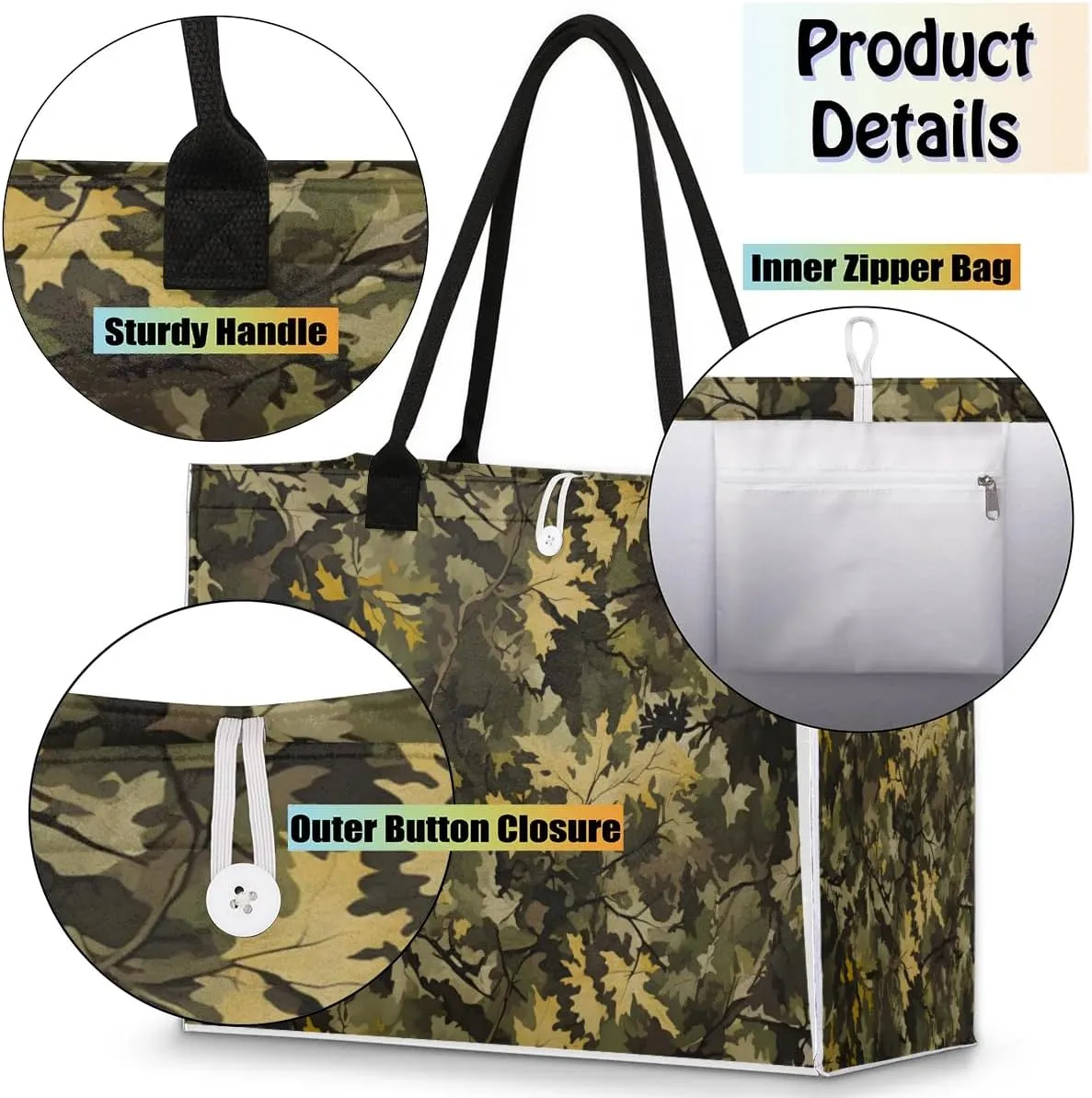 Womens Birthday Gifts Tote Bag Abstract Camouflage Leaf Beach Bags for Women Handbags