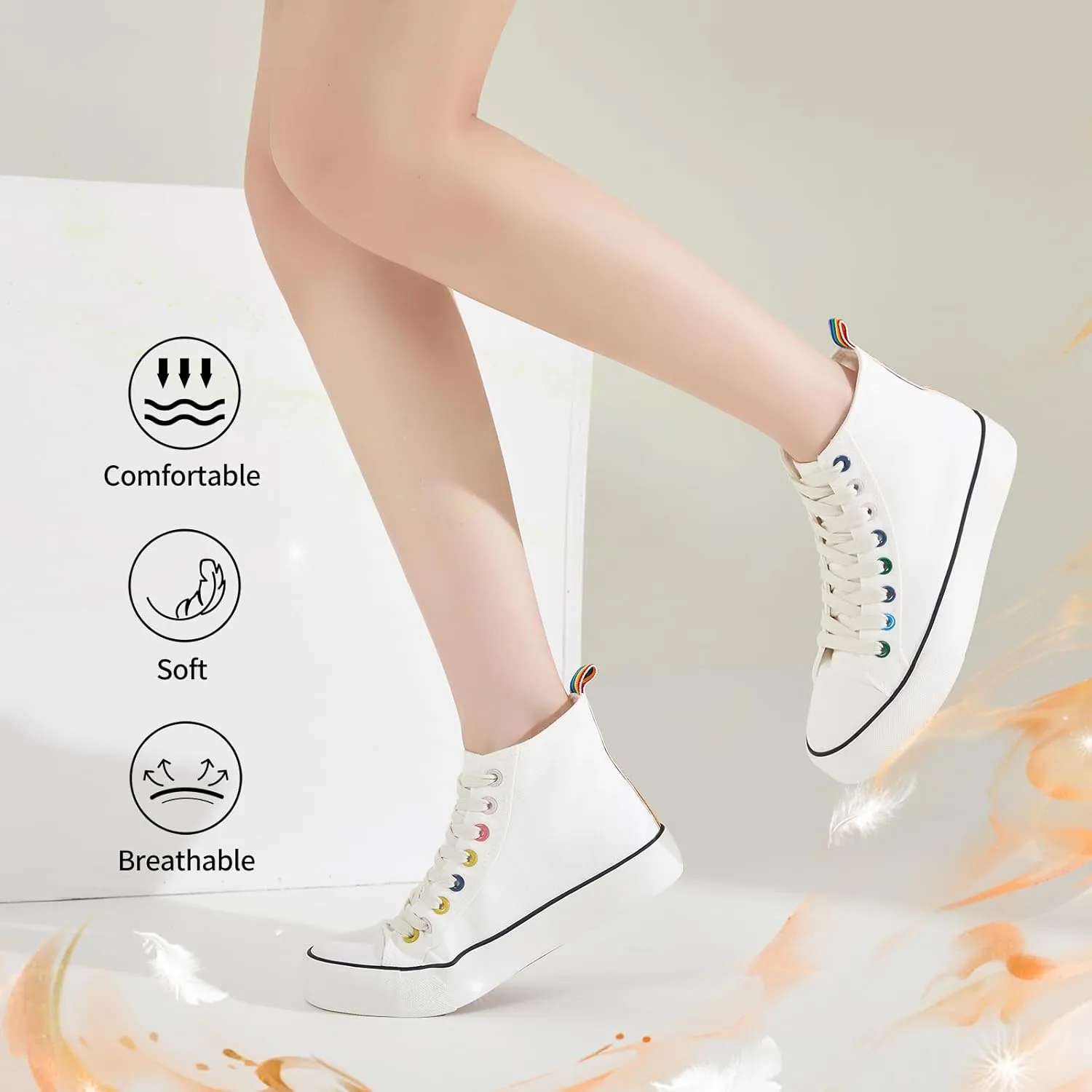 Womens Canvas Sneakers High Top Lace ups Casual Walking Shoes