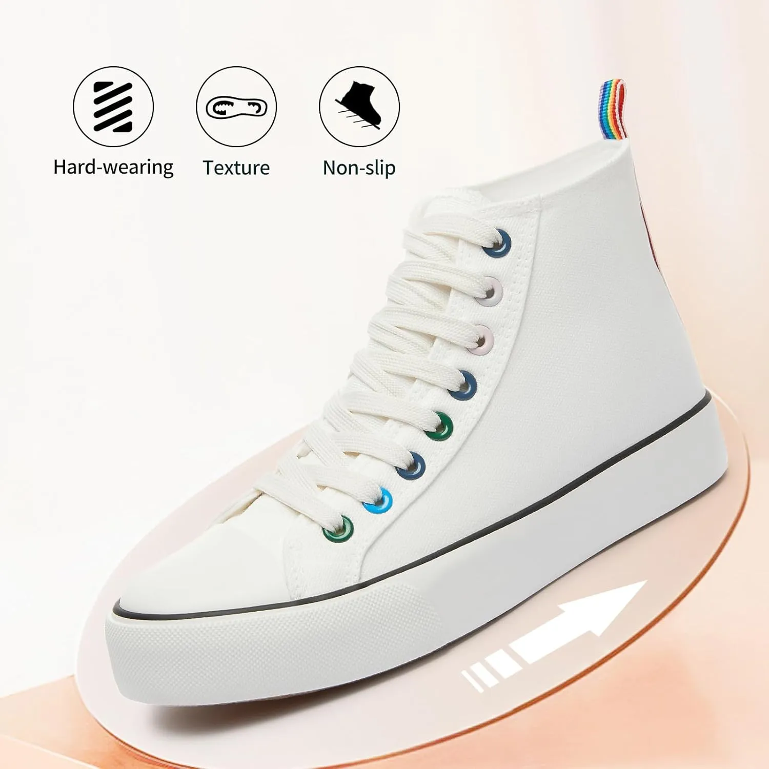 Womens Canvas Sneakers High Top Lace ups Casual Walking Shoes