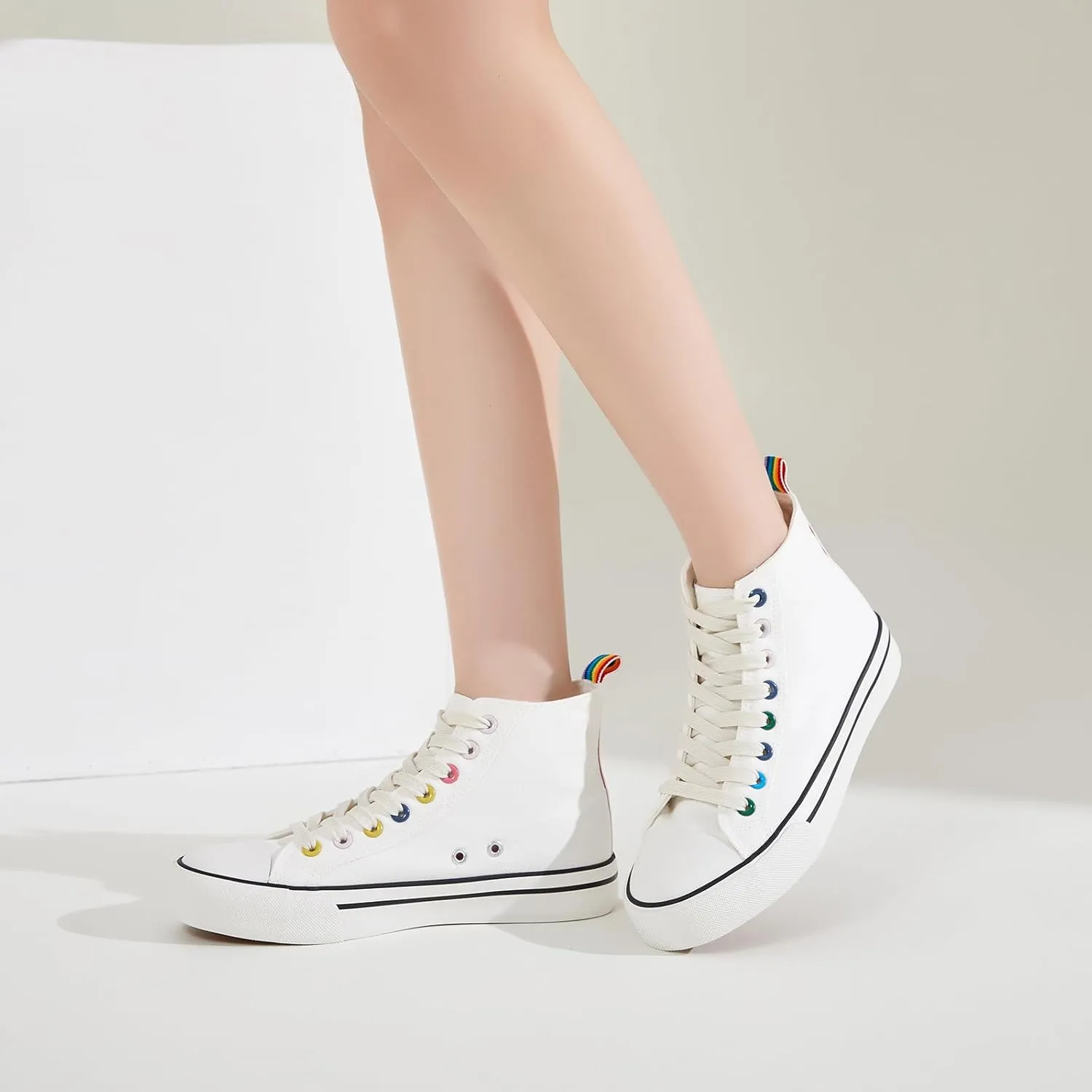 Womens Canvas Sneakers High Top Lace ups Casual Walking Shoes