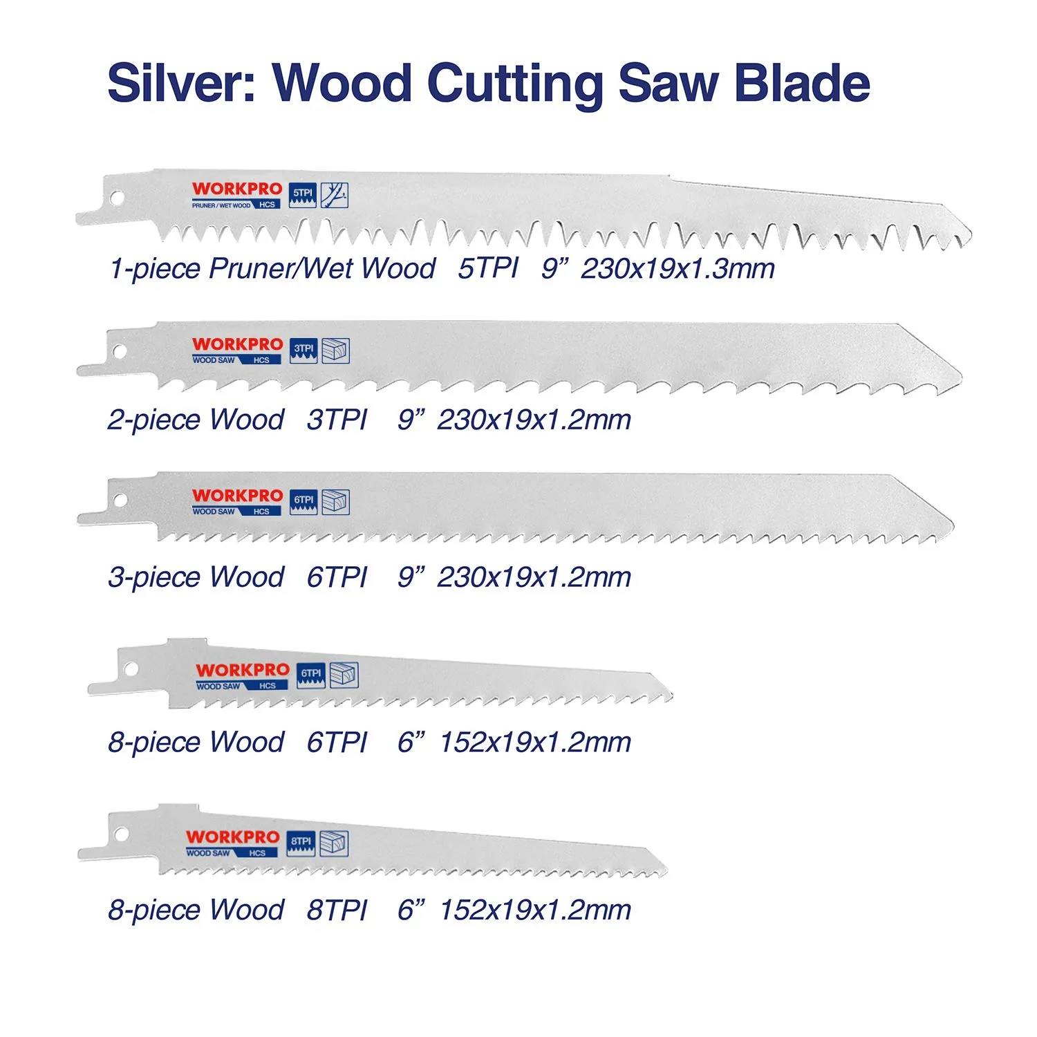 WORKPRO 32-Piece Reciprocating Saw Blade Set - Metal/Woodcutting Saw Blades, Pruner Saw Blades with Organizer Pouch