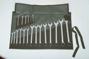 Wrench Roll Up Bag & Hand Crafted Wrenches Wrap Organizer Heavy Duty 100% Dyed & Sand Washed Ballistic Polyester Metric & SAE Wrenches, Roll Up Pouch - Green - (Tools are not included)
