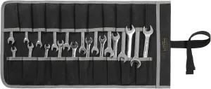 Wrench Roll Up Pouch (20 Slots), Portable Carry On Pouch Workshop Storage Woodworking Tools Organizer Bag Waxed Canvas Tool Roll & Black