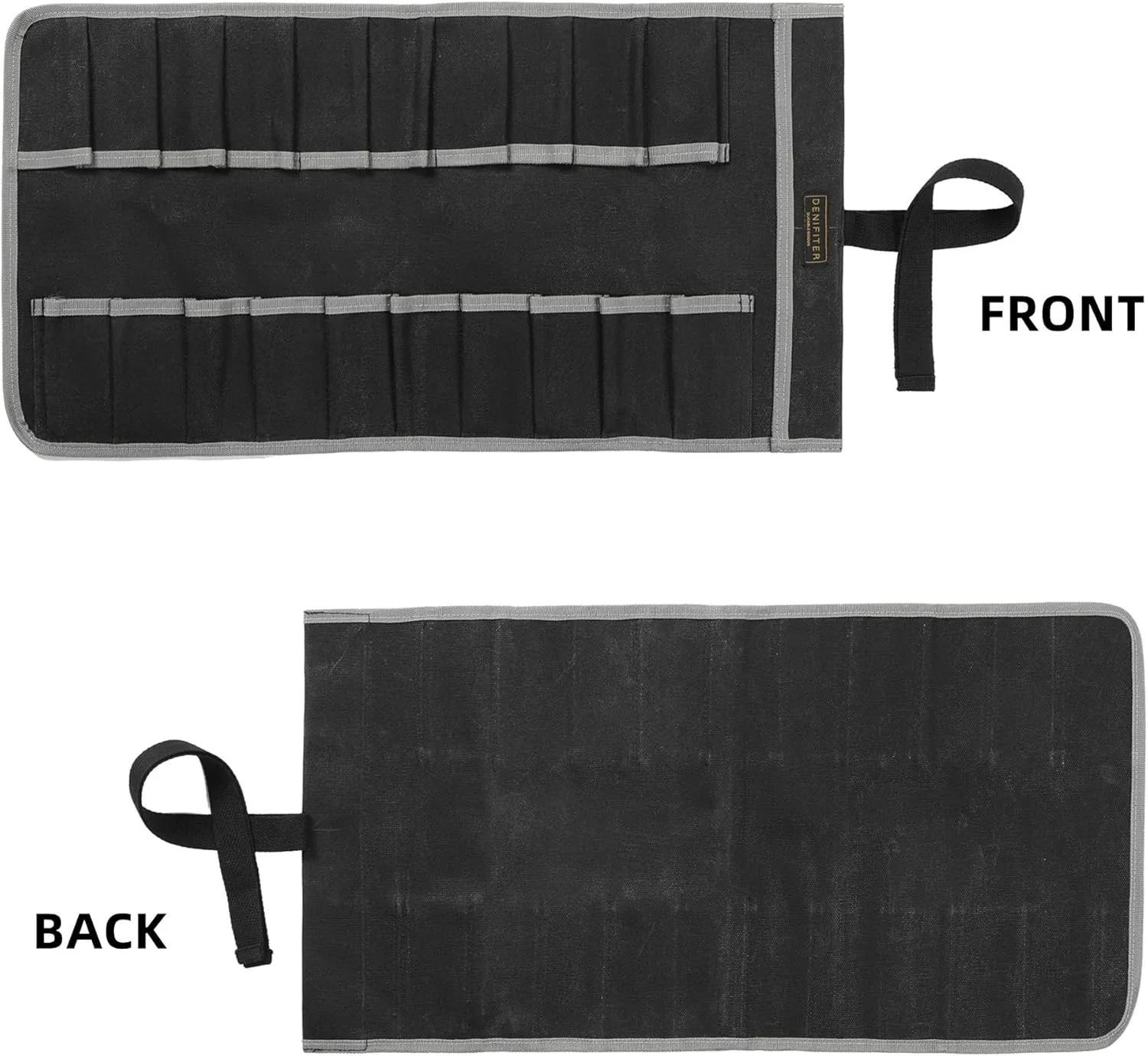 Wrench Roll Up Pouch (20 Slots), Portable Carry On Pouch Workshop Storage Woodworking Tools Organizer Bag Waxed Canvas Tool Roll & Black