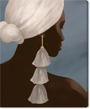 Wynwood Studio Fashion and Glam Tropical Wrapped Canvas Art - Caribbean Lady, Wall Art for Living Room, Bedroom, and Bathroom, 16" x 20", White and Brown Home Decor