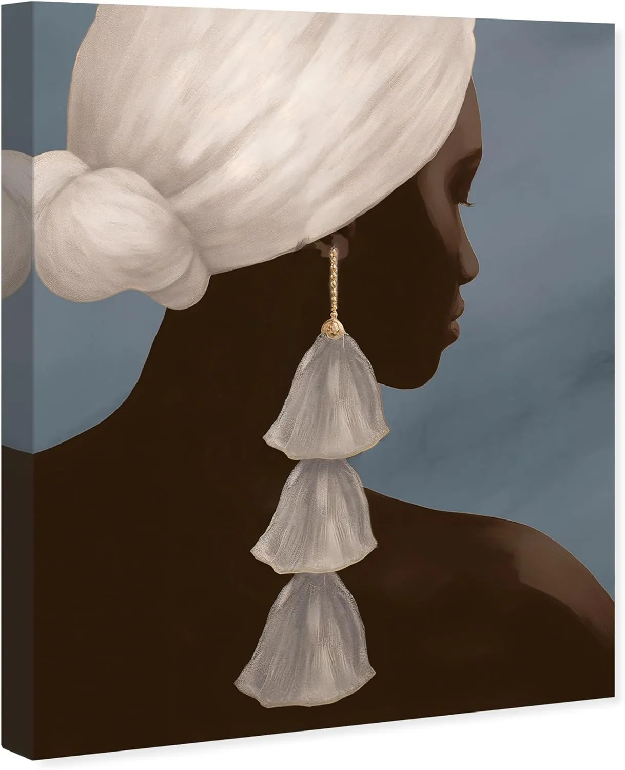 Wynwood Studio Fashion and Glam Tropical Wrapped Canvas Art - Caribbean Lady, Wall Art for Living Room, Bedroom, and Bathroom, 16" x 20", White and Brown Home Decor