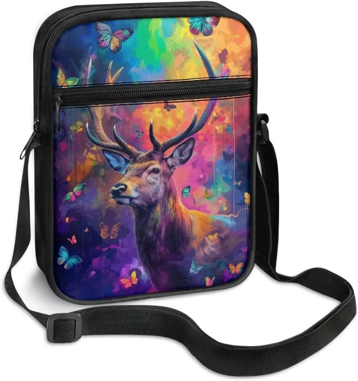 Xoenoiee Mini Messenger Bag Men Women Sling Bags with Multi Pockets Lightweight Small Crossbody Bag for Outing Daily