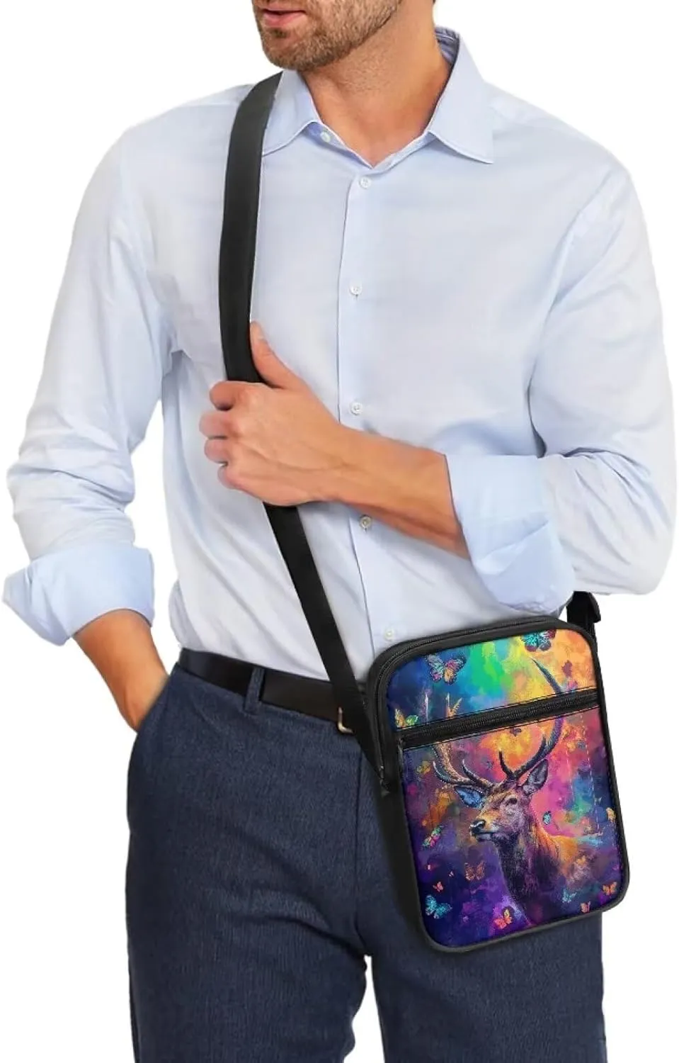 Xoenoiee Mini Messenger Bag Men Women Sling Bags with Multi Pockets Lightweight Small Crossbody Bag for Outing Daily