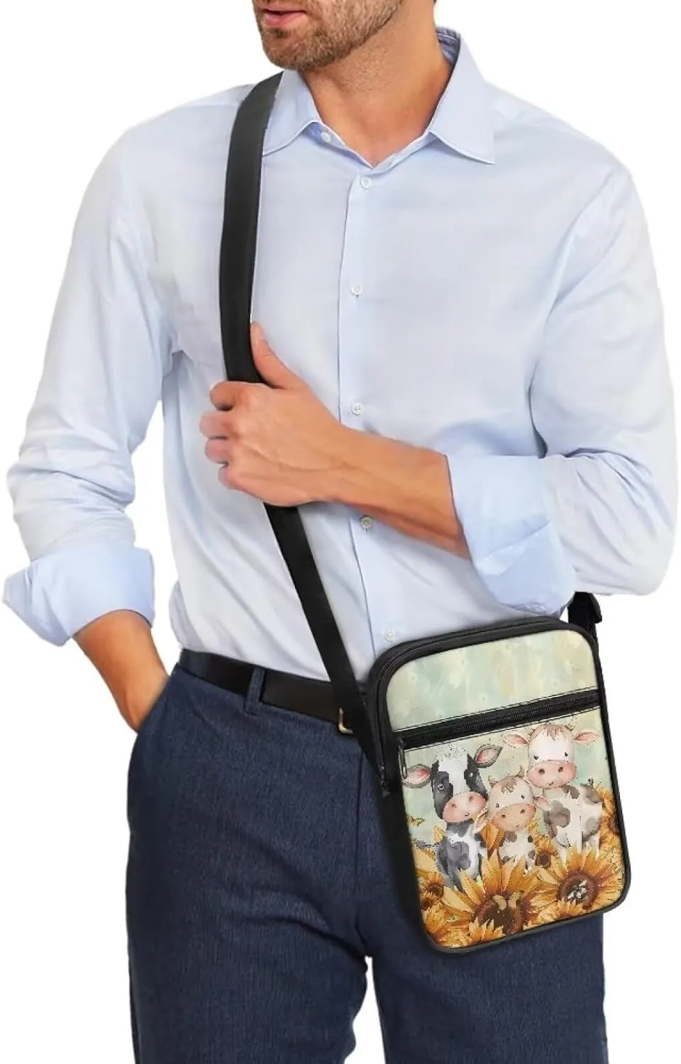 Xoenoiee Mini Messenger Bag Men Women Sling Bags with Multi Pockets Small Crossbody Bag for Walking Outing Daily