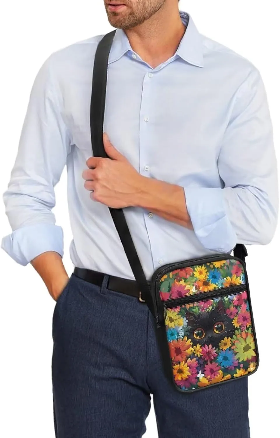 Xoenoiee Mini Messenger Bag Men Women Sling Bags with Multi Pockets Small Crossbody Bag for Walking Outing Daily