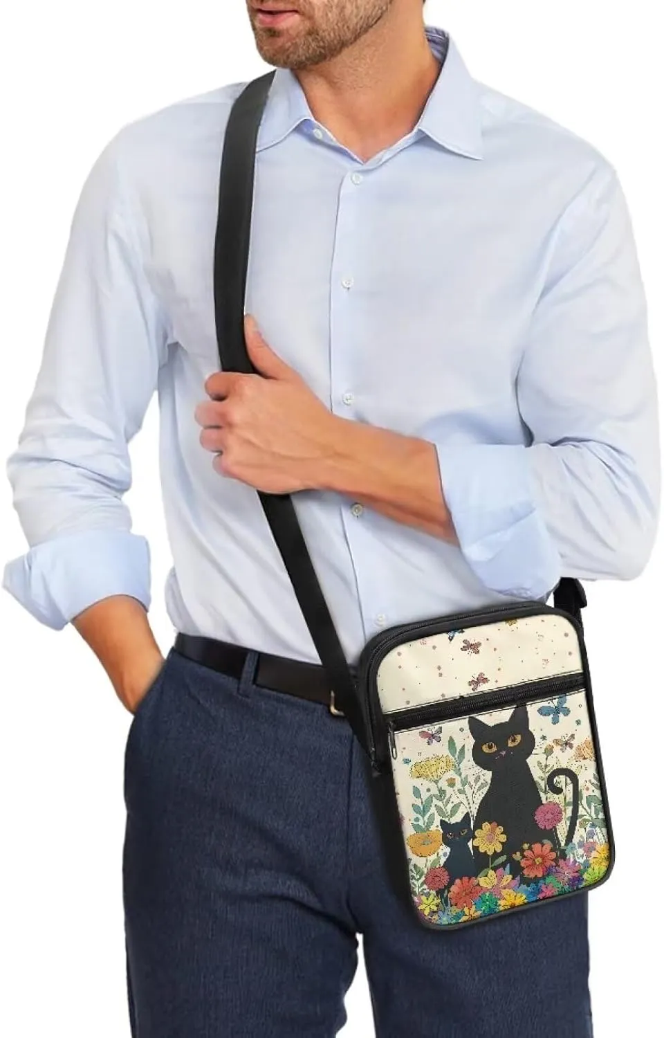 Xoenoiee Mini Messenger Bag Men Women Sling Bags with Multi Pockets Small Crossbody Bag for Walking Outing Daily