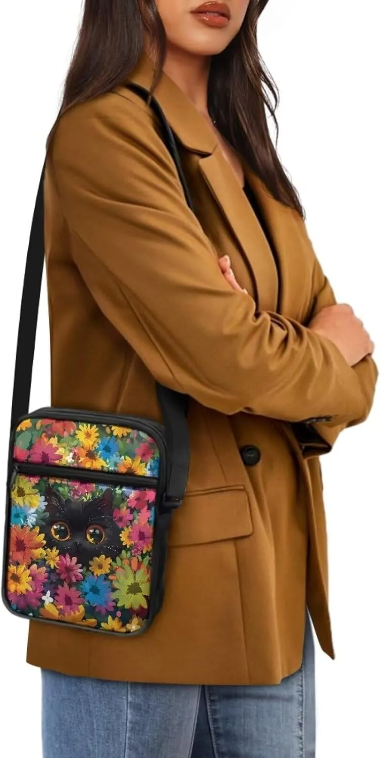 Xoenoiee Mini Messenger Bag Men Women Sling Bags with Multi Pockets Small Crossbody Bag for Walking Outing Daily