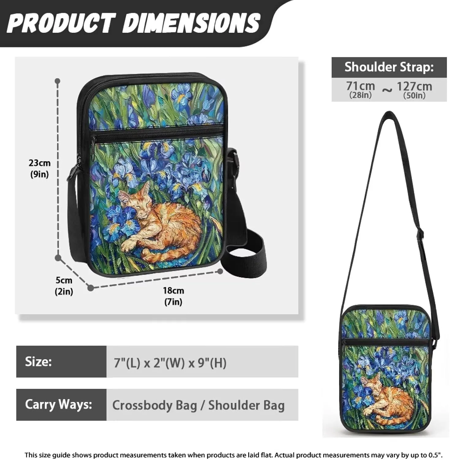 Xoenoiee Small Crossbody Bag, Messenger Bag for Women Men Mini Messenger Bag With Multi-Pockets Sling Bags, Animals Theme
