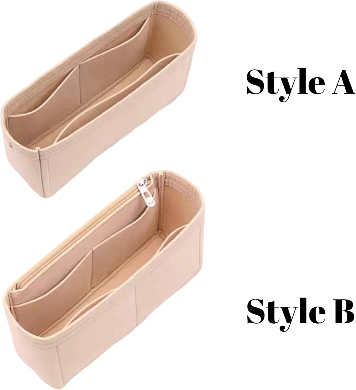 Xoppia Bag Organizer compatible with MiuMiu Leather Beau bag. Felt Bag Insert for Handbag. Bag Liner for Women Tote Bags. (Black, Style B)