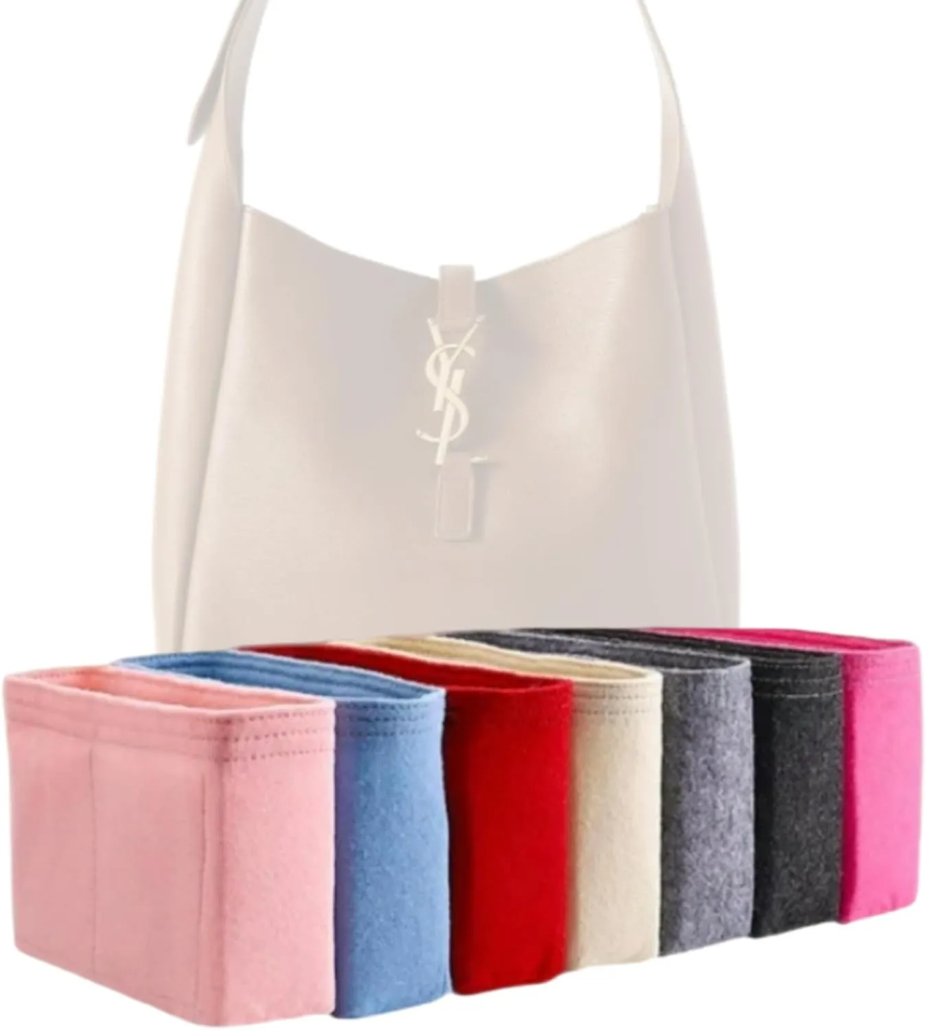 Xoppia Bag Organizer compatible with YSL Le 5 À 7 Soft Hobo(Small). Felt Bag Insert for Handbag. Bag Liner for Women Tote Bags. (Black, Style B)
