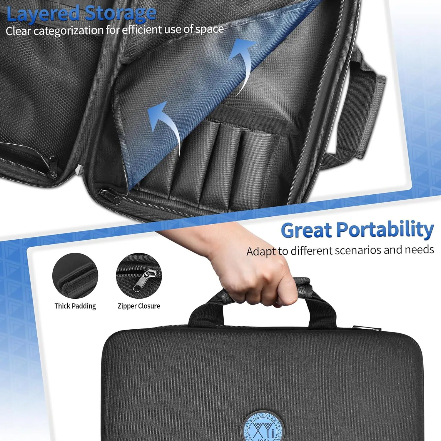 XYJ 26 Slots Knife Bag, Oxford Cloth Carrying Case, Professional Chef Knife Storage Case, Knife Carrier Travel Knives Roll Bag for Kitchen Knives Accessories Utensil