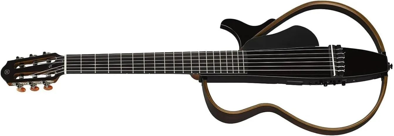 Yamaha SLG200N TBL Nylon String Silent Guitar with Hard Gig Bag, Translucent Black