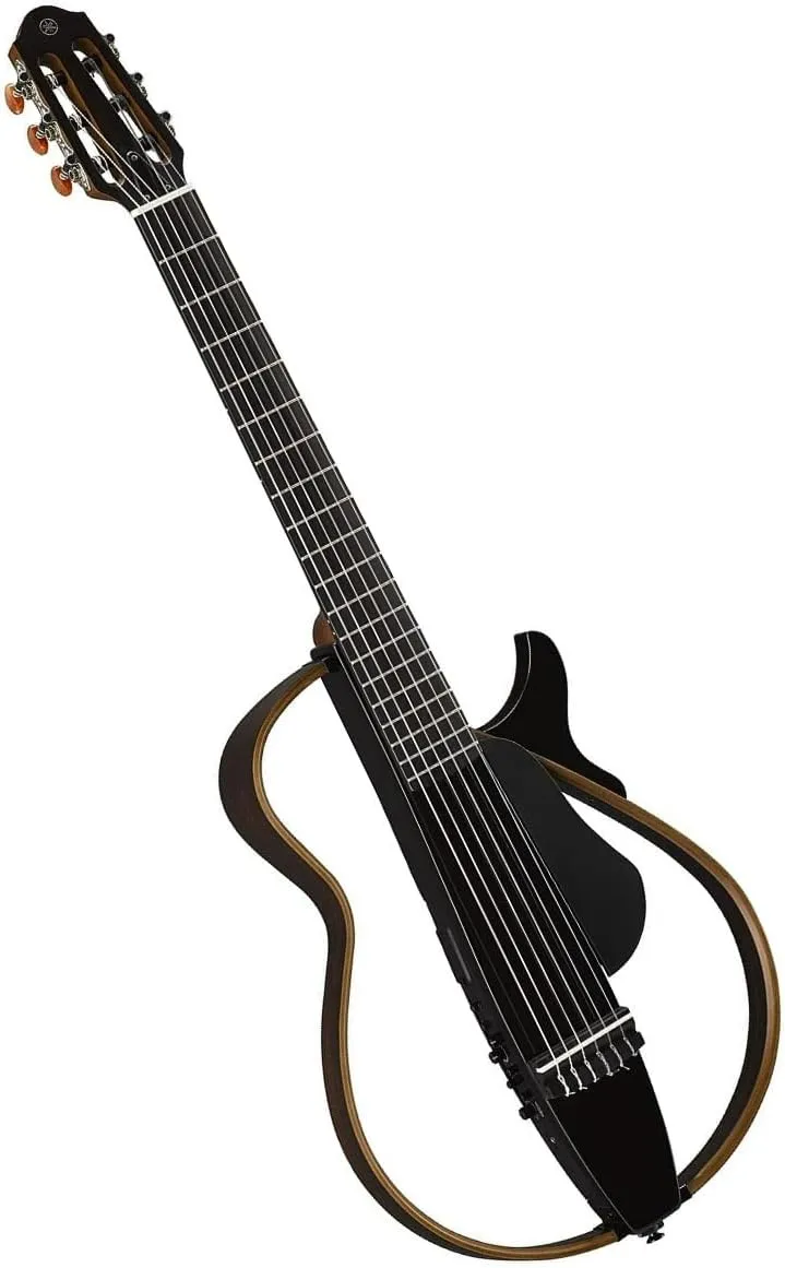 Yamaha SLG200N TBL Nylon String Silent Guitar with Hard Gig Bag, Translucent Black