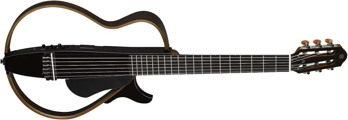 Yamaha SLG200N TBL Nylon String Silent Guitar with Hard Gig Bag, Translucent Black