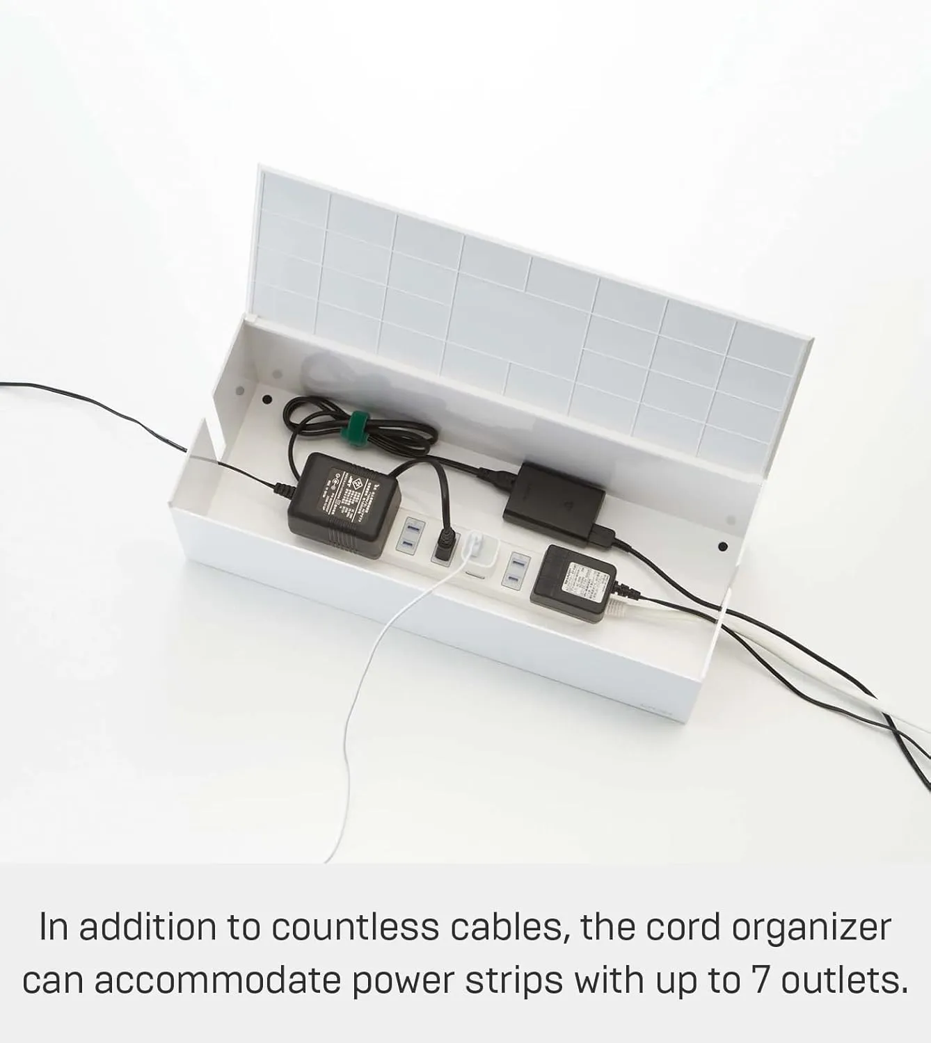 Yamazaki Home Cable Box - Outlet Cord Storage Organizer, Cover Protector ABS Plastic One Size White