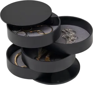 Yamazaki Home Secti Oned Jewelry Organizer Nail Art Supplies Earring Accessories Storage Holder Rotating Display ABS Plastic One Size Black