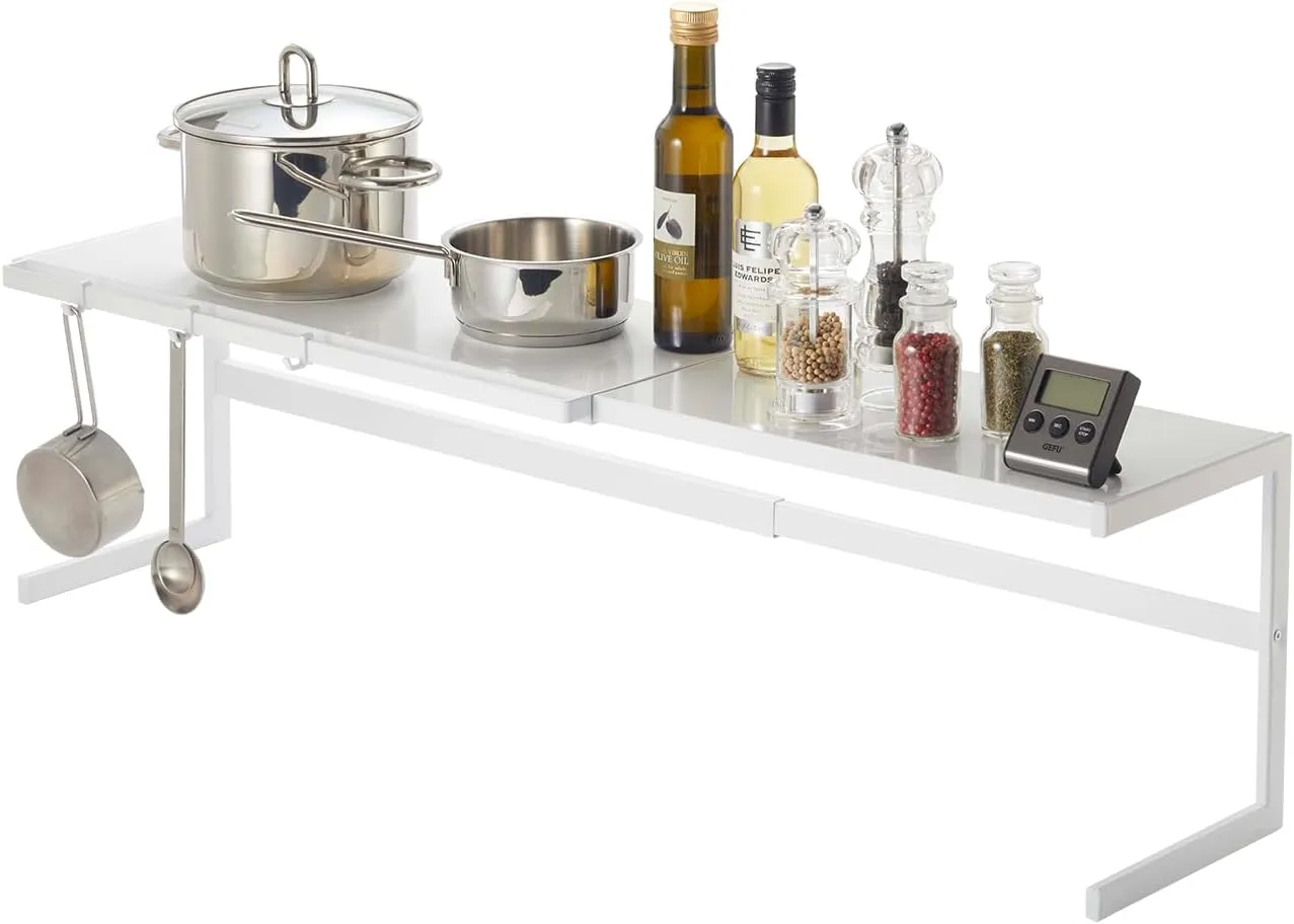 Yamazaki Home Tower Expandable Support Rack - Kitchen Storage Shelf Organizer - Large - Steel