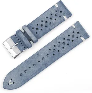 YANGQI yaoqijie Leather Watch Strap Porous Breathable Watchband 18mm 20mm 22mm 24mm Handmade Stitching Watch Bracelets Replacement Lasting (Band Color : Army Blue, Band Width : 20mm)