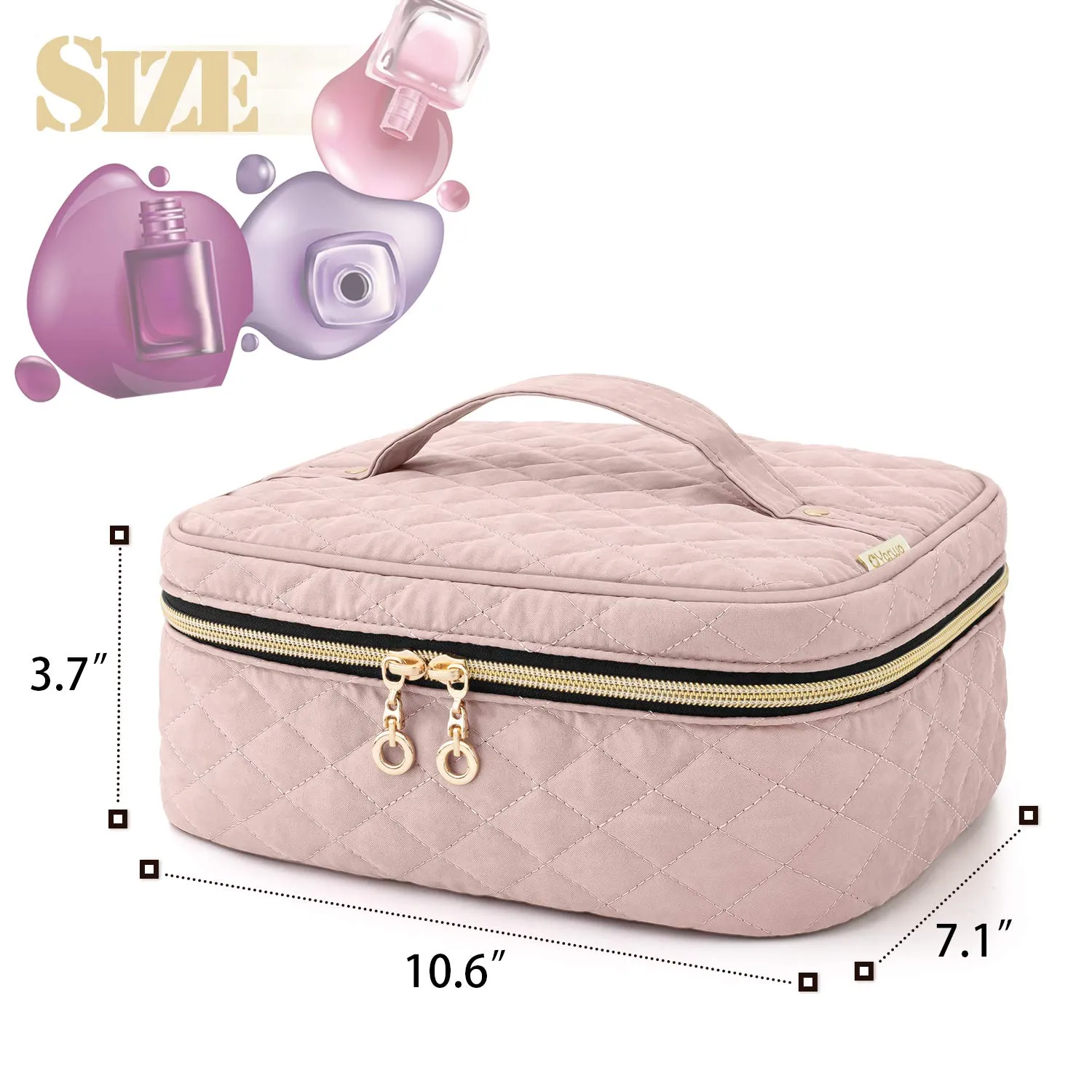 Yarwo Nail Polish Carrying Bag Holds 24 Bottles (15ml/0.5 fl.oz), Travel Storage Organizer for Nail Polish and Manicure Accessories, Dusty Rose