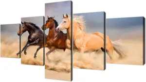 Yatsen Bridge Running Horses Modern Canvas Painting for Living room Wall Art Prints Desert Running Horses Pictures Set Wooden Framed Ready to Hang for Office(50''W x 24''H)