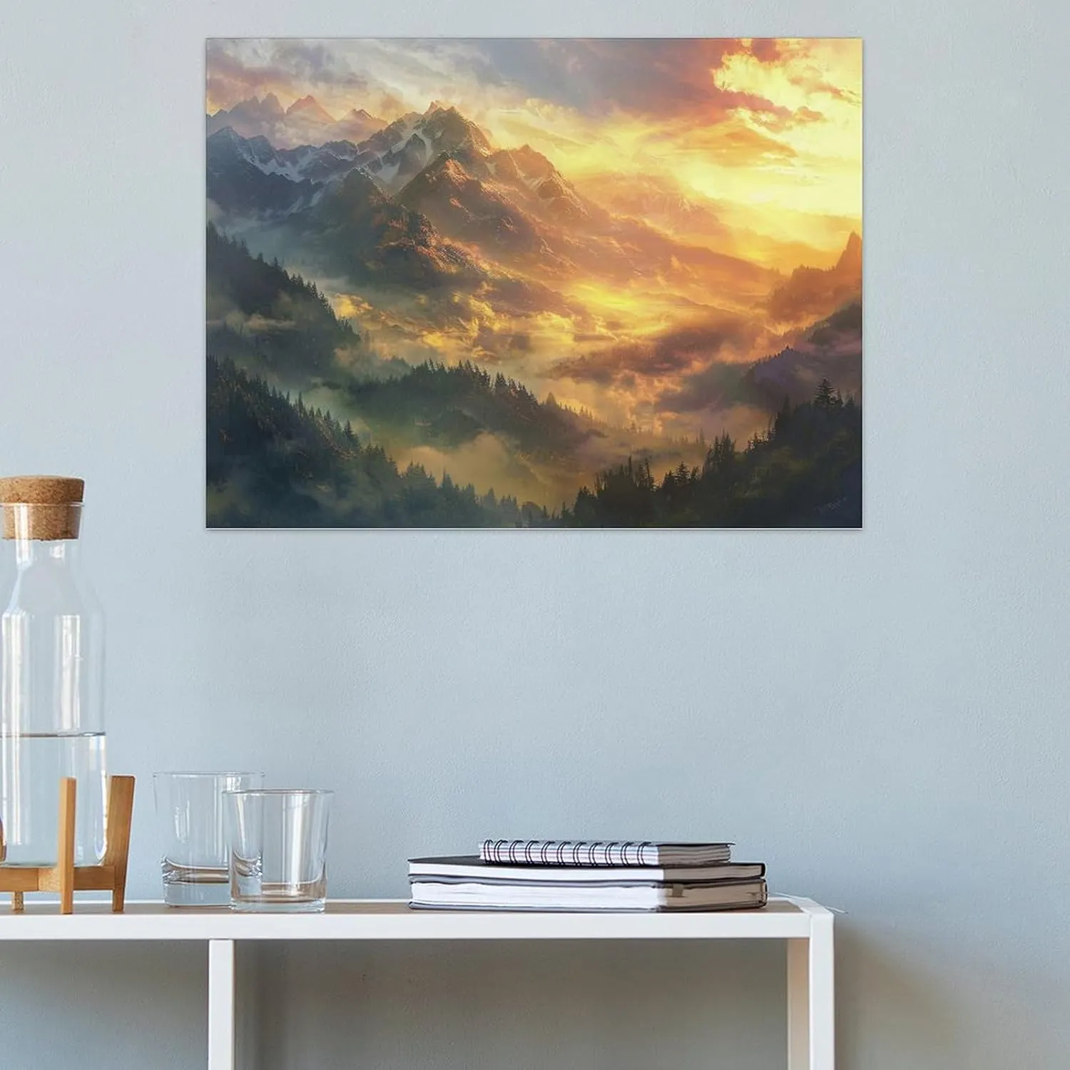 yguaszm Unframed Canvas Print, Sunrise Mountain Top Design, Unique Gift Idea, Premium Canvas, for Living Room, Gift for Friends