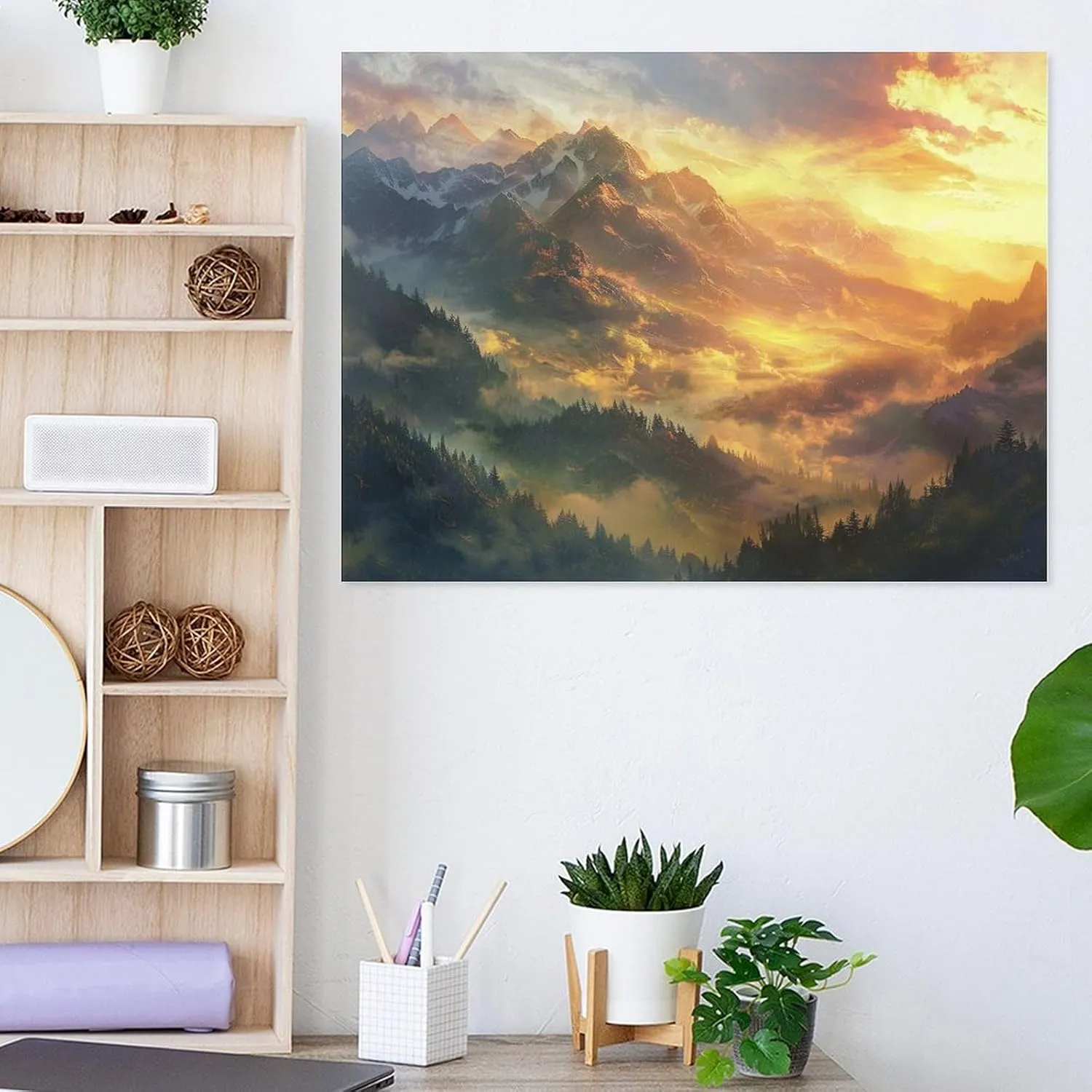yguaszm Unframed Canvas Print, Sunrise Mountain Top Design, Unique Gift Idea, Premium Canvas, for Living Room, Gift for Friends