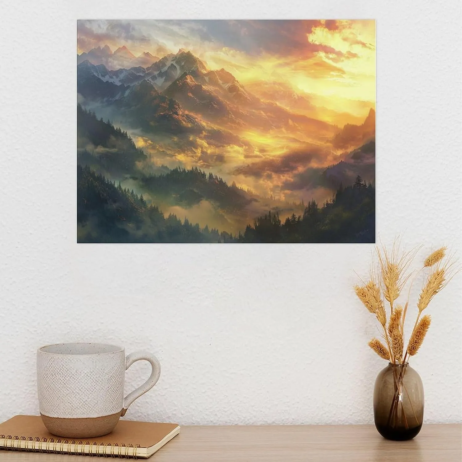 yguaszm Unframed Canvas Print, Sunrise Mountain Top Design, Unique Gift Idea, Premium Canvas, for Living Room, Gift for Friends