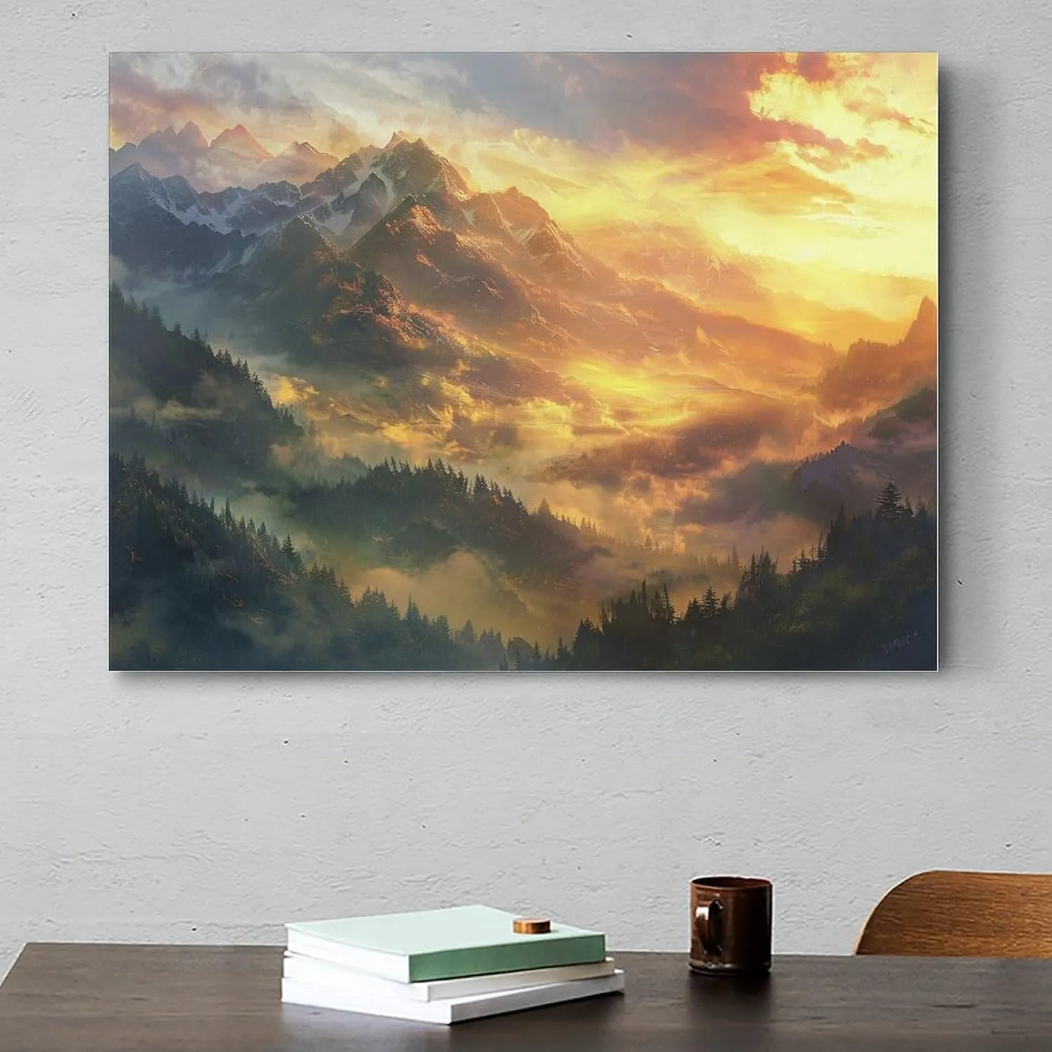 yguaszm Unframed Canvas Print, Sunrise Mountain Top Design, Unique Gift Idea, Premium Canvas, for Living Room, Gift for Friends
