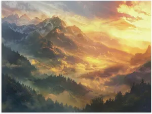 yguaszm Unframed Canvas Print, Sunrise Mountain Top Design, Unique Gift Idea, Premium Canvas, for Living Room, Gift for Friends