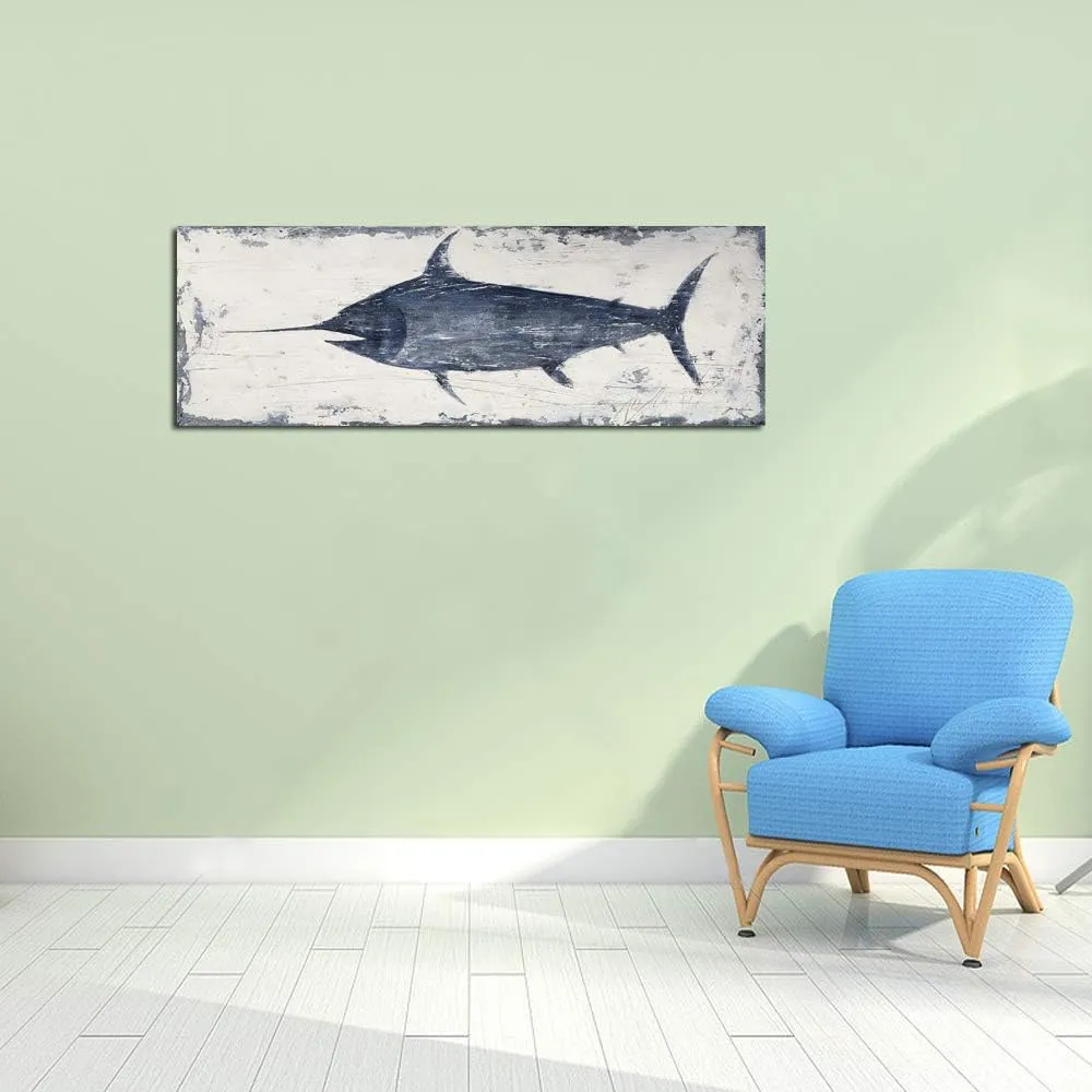 Yihui Arts Fish Canvas Art Wall Decor Blue Marlin Bursts Pictures for Living Room Contemporary Paintings Artwork House Decor