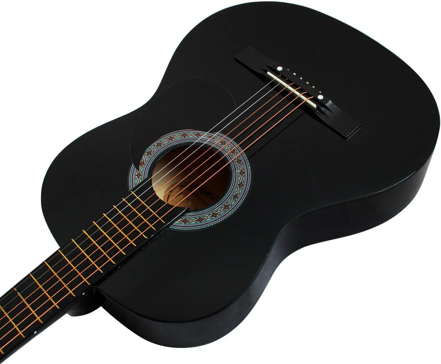 YMC 38" Black Beginner Acoustic Guitar Starter Package Student Guitar with Gig Bag,Strap, 3 thickness 9 picks,2 Pickguards,Pick Holder, Extra Strings, Electronic Tuner -Black