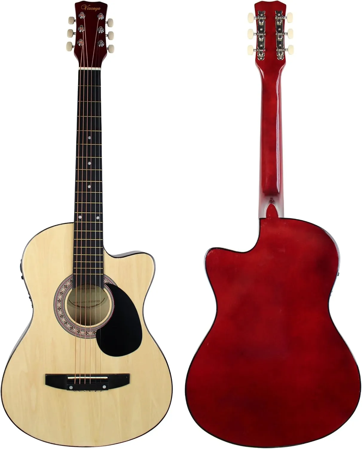 YMC 38" Cutaway Natural Beginner Acoustic Guitar Starter Package Student Guitar with Gig Bag,Strap, 3 thickness 9 picks,2 Pickguards,Pick Holder, Extra Strings, Electronic Tuner -Natural Cutaway