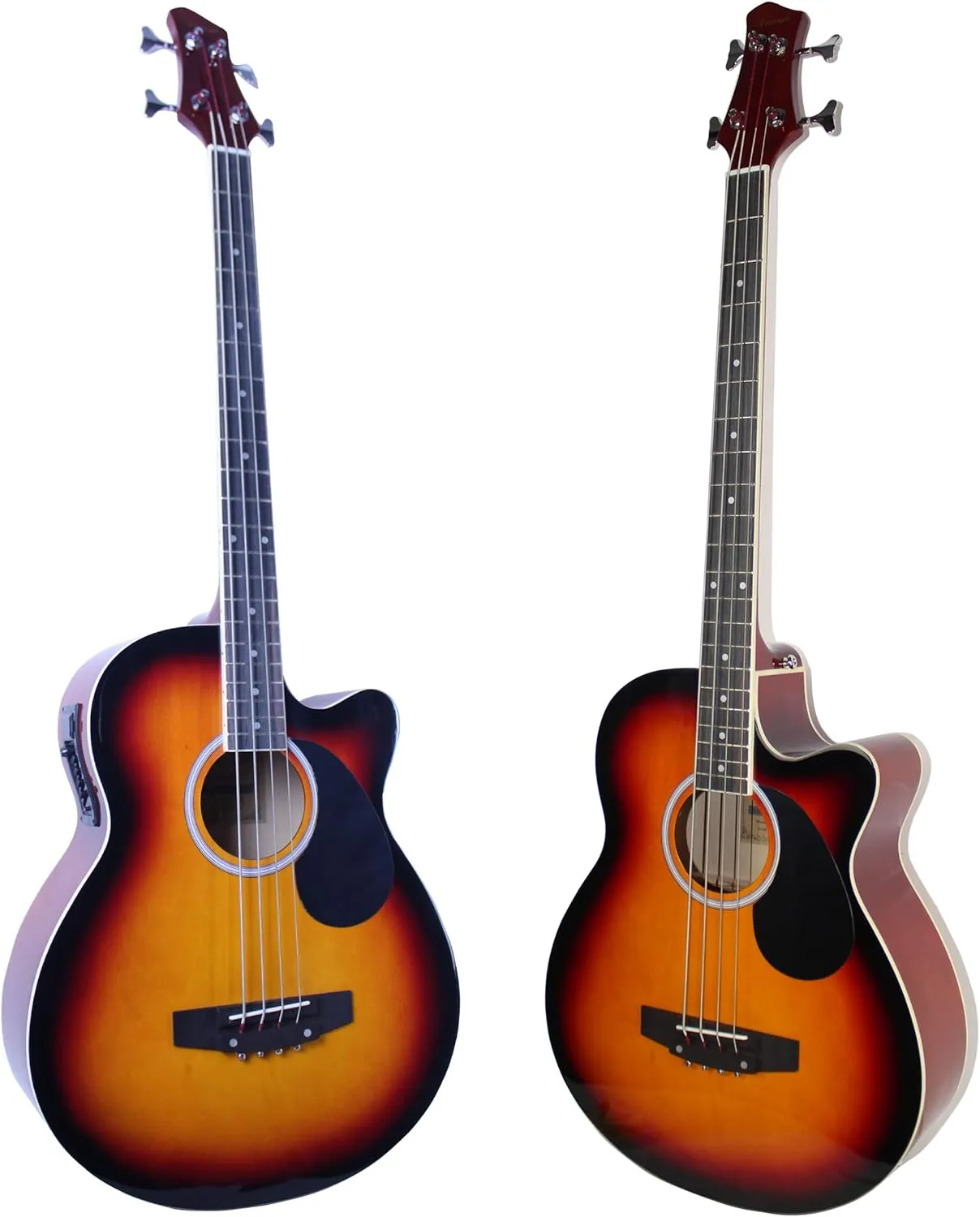 YMC 4 Strings Cutaway Acoustic-Electric Bass Guitar With 4-Band Equalizer, Adjustable Truss Rod,Gig Bag,Strap,Picks- (Sunburst)