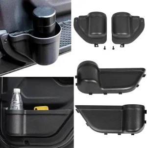 YOCTM Front Rear Door Organizer Tray For 2018 2019 2020 2021 2022 2023 2024 Jeep Wrangler JL 4XE JLU Rubicon Sport Sahara Gladiator JT Interior Storage Accessories Black (Front Door   Rear Door)