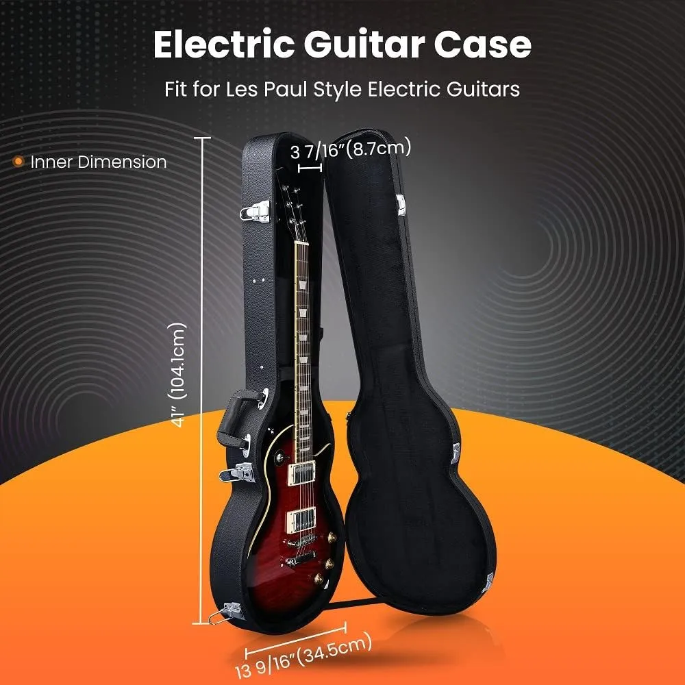 ZeHuoGe Electric Guitar Case For Les Paul Electric Guitar Hard-Shell Case With Lock PU Wood Molded Handle US Delivery (For LP Guitar)