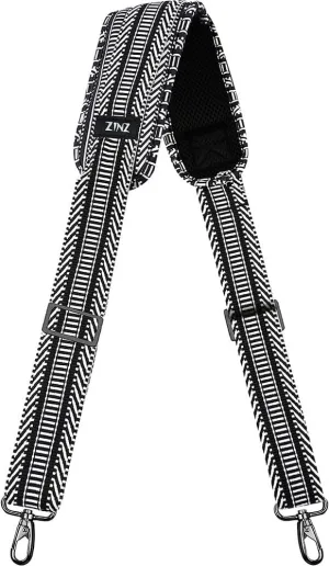 ZINZ Shoulder Strap, 57" Padded Adjustable Shoulder Bag Straps Replacement for Bags with D-Ring (Black&White overlap)