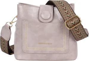 ZLM BAG US Women Vintage Crossbody Shoulder Bag Pu Leather Bucket Hobo Bag Multipockets Handbag Purse with Guitar Strap