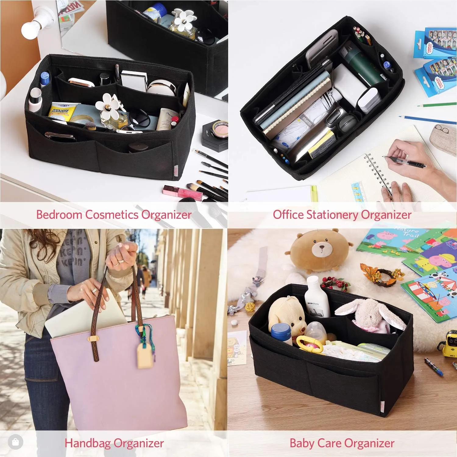 ZTUJO Felt Purse Organizer, Multi Pocket Bag in Bag Organizer For Tote & Handbag Shaper, Speedy 30, Speedy 35 and Speedy 40