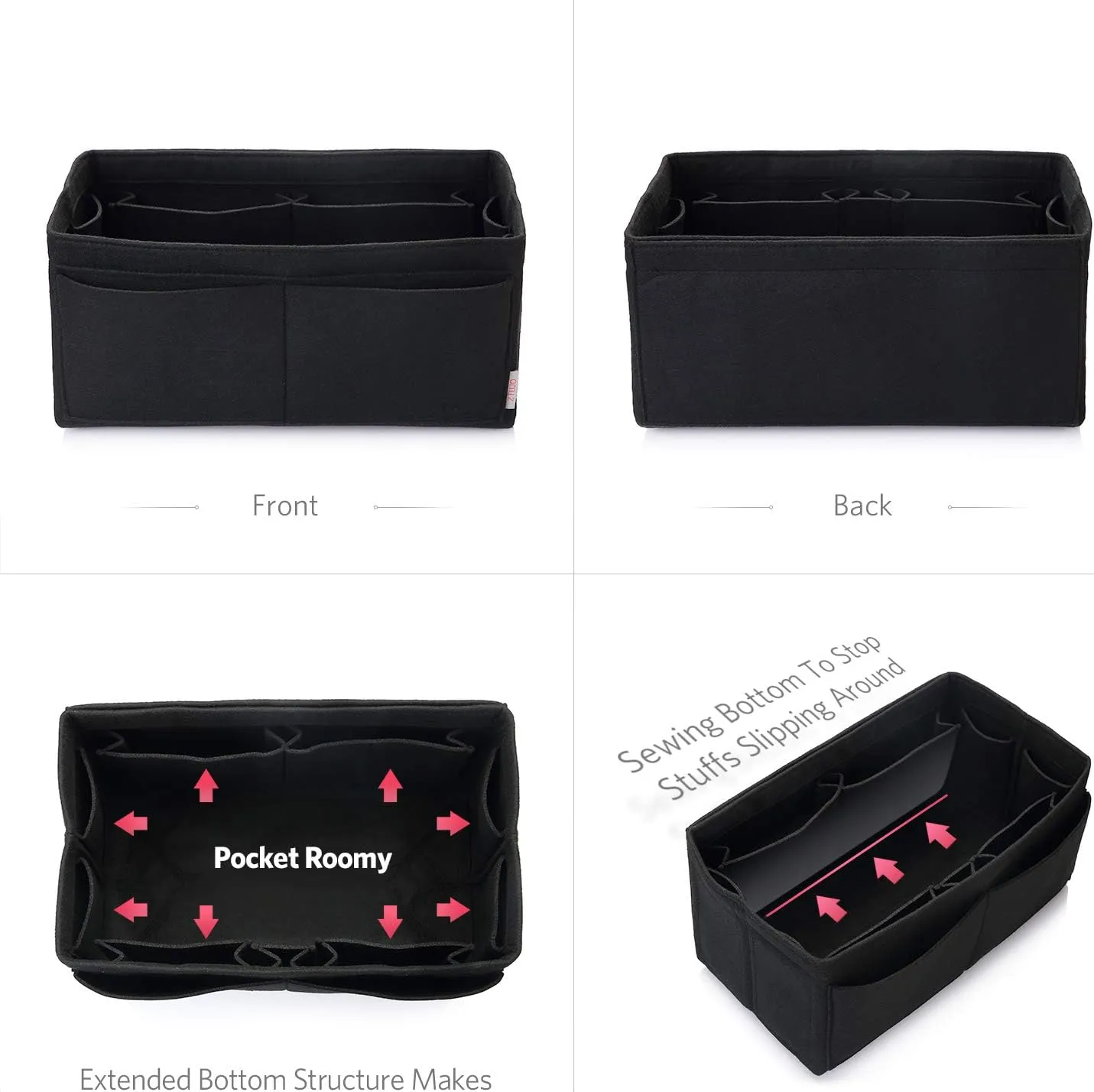 ZTUJO Felt Purse Organizer, Multi Pocket Bag in Bag Organizer For Tote & Handbag Shaper, Speedy 30, Speedy 35 and Speedy 40